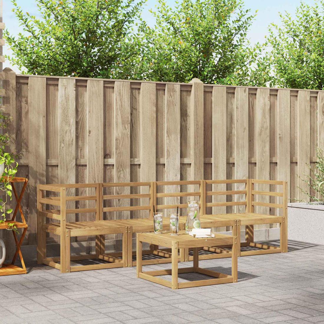 vidaXL Conjunto de sofás de exterior 5 uds. Blanco