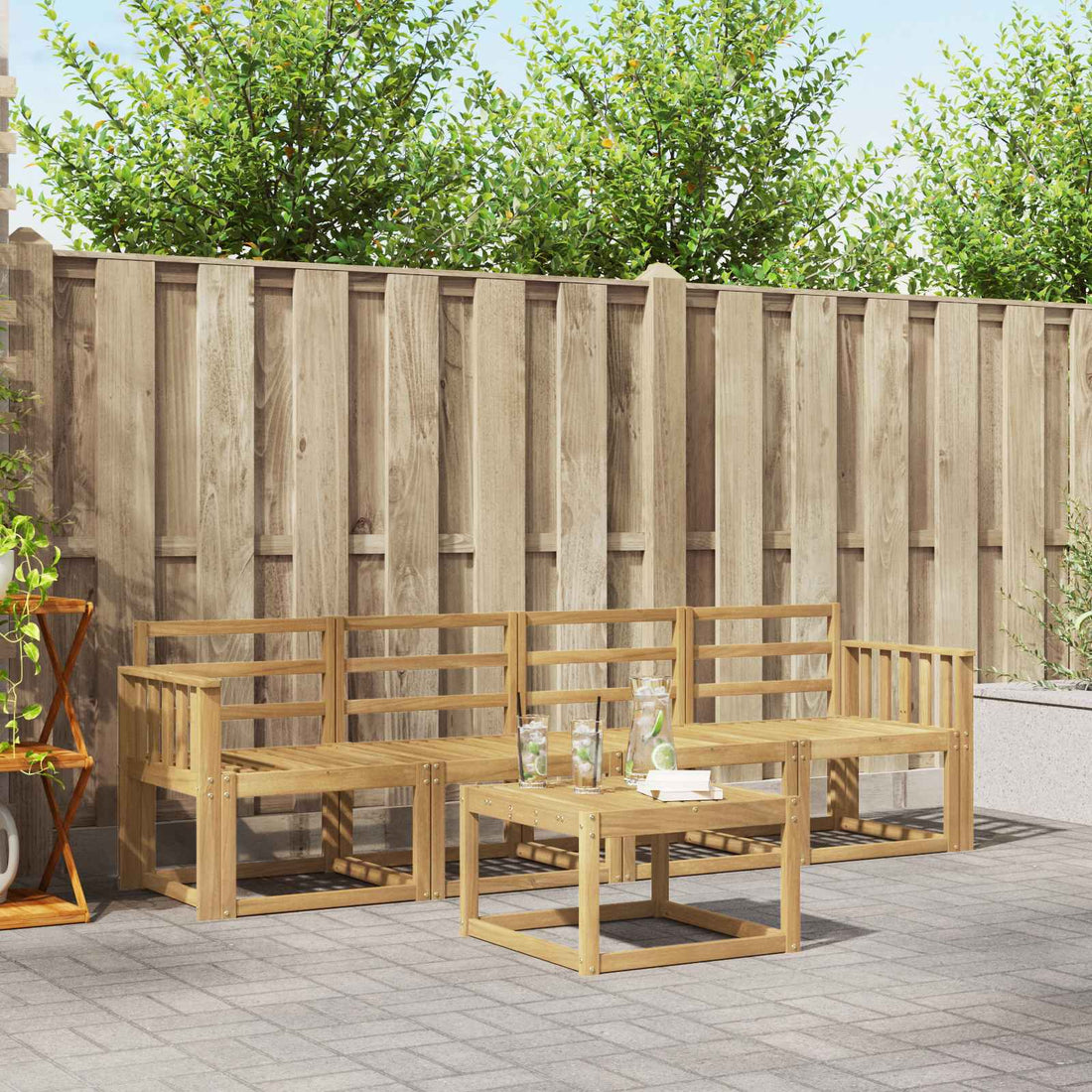 vidaXL Conjunto de sofás de exterior 5 uds. Blanco