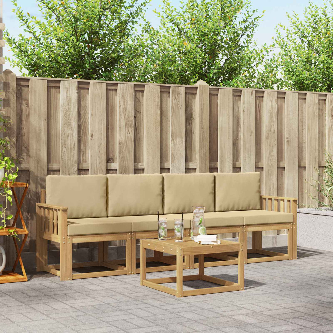 vidaXL Conjunto de sofás de exterior 5 uds. y Beige