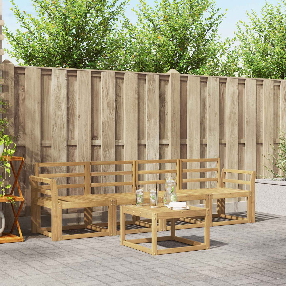 vidaXL Conjunto de sofás de exterior 5 uds. Blanco