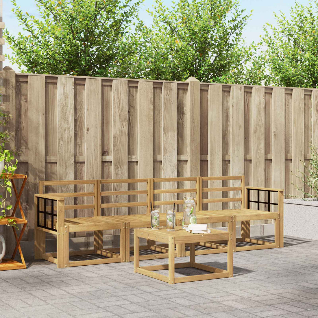 vidaXL Conjunto de sofás de exterior 5 uds. Blanco