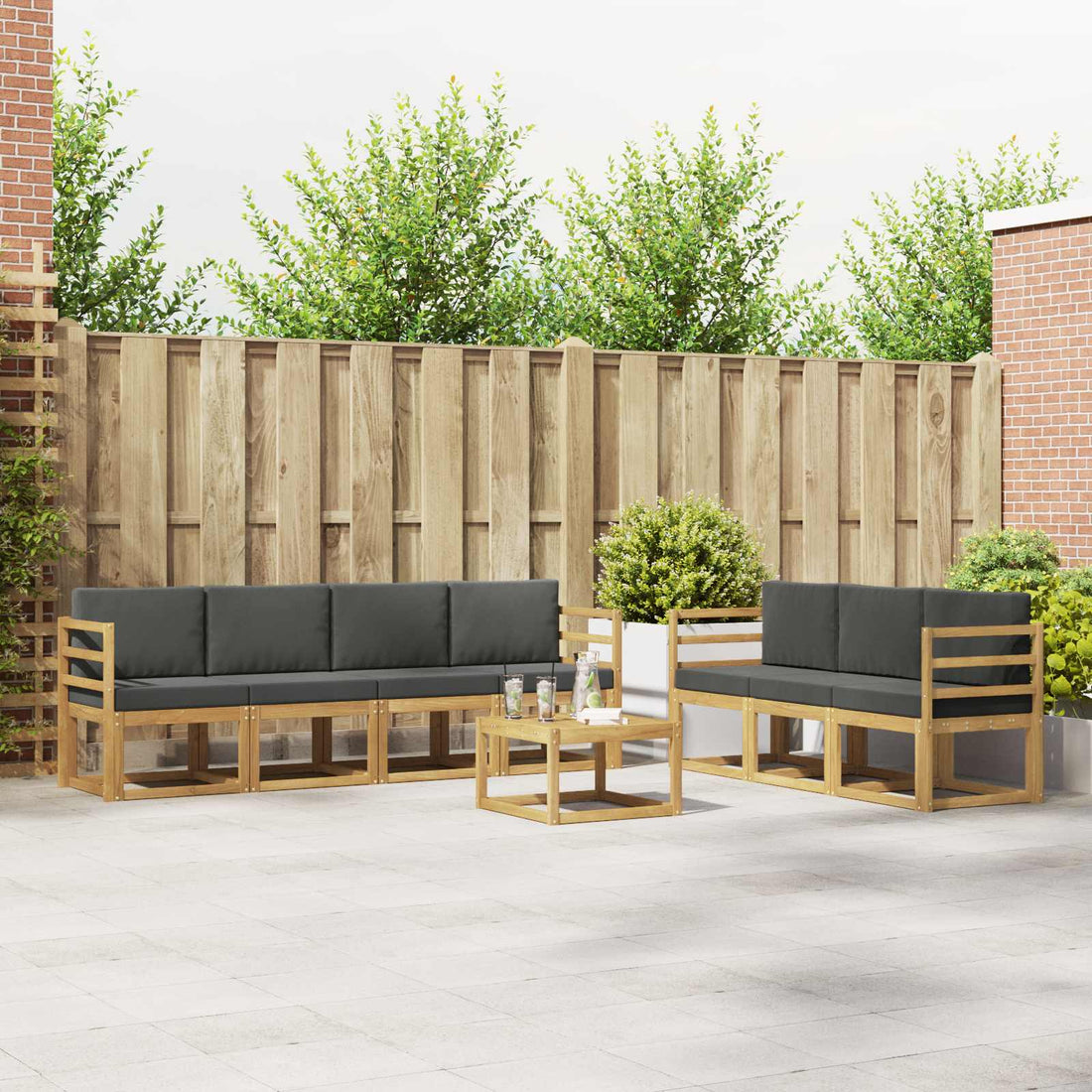 vidaXL Conjunto de sofás de exterior 7 uds.