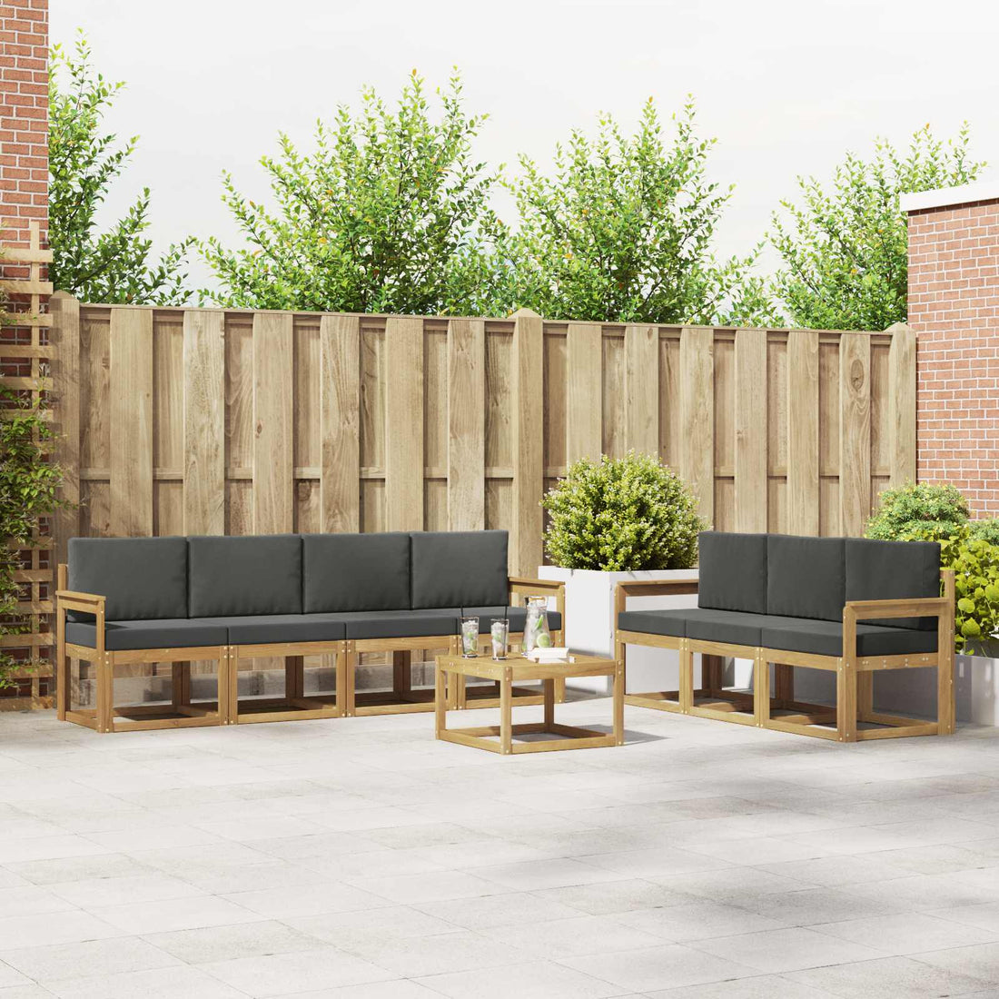 vidaXL Conjunto de sofás de exterior 7 uds.