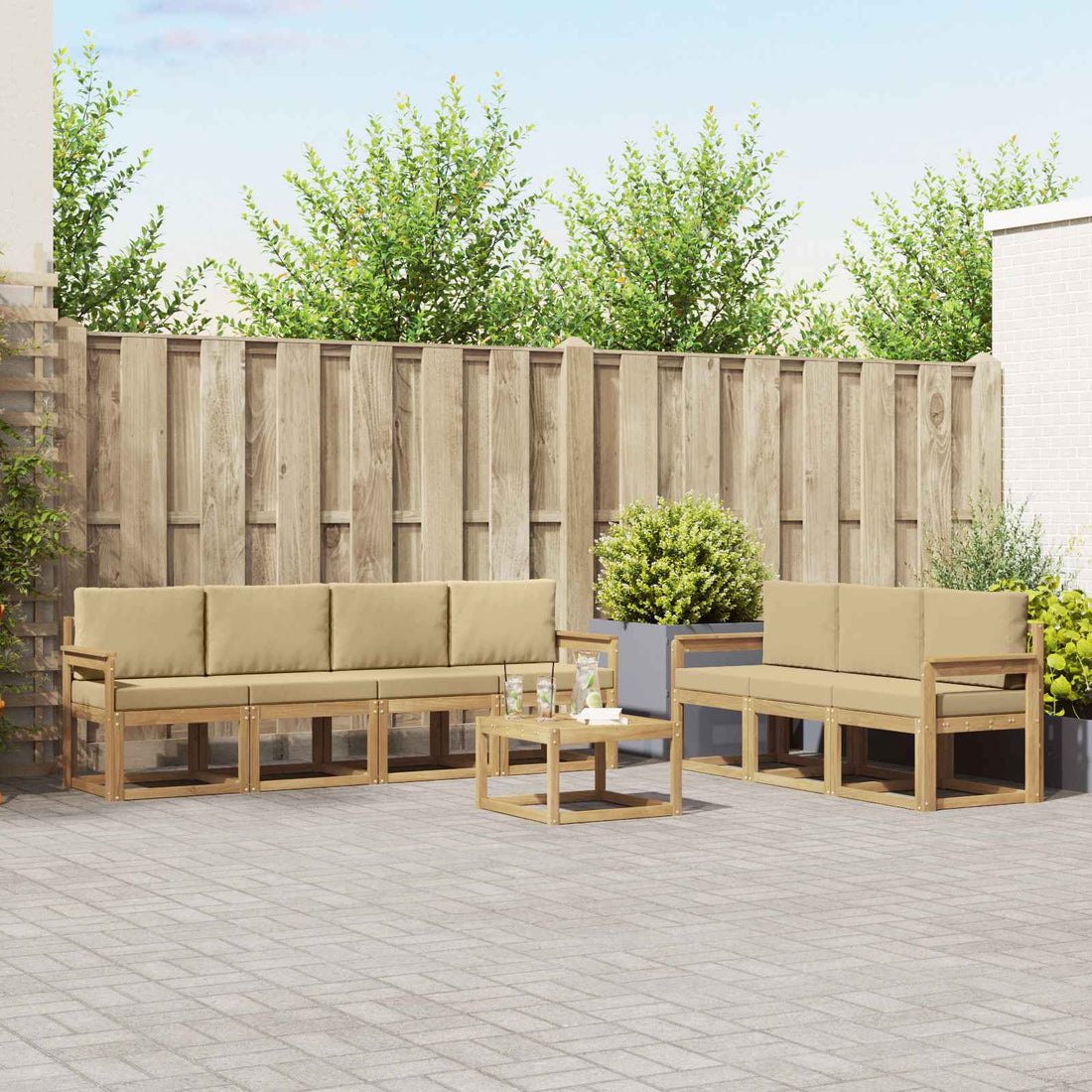 vidaXL Conjunto de sofás de exterior 7 uds.