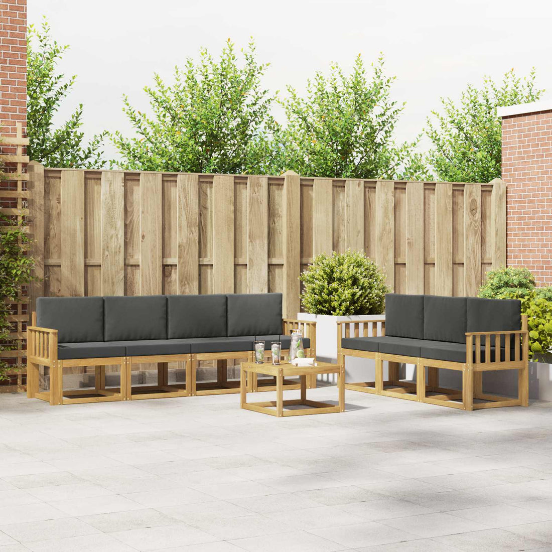 vidaXL Conjunto de sofás de exterior 7 uds.