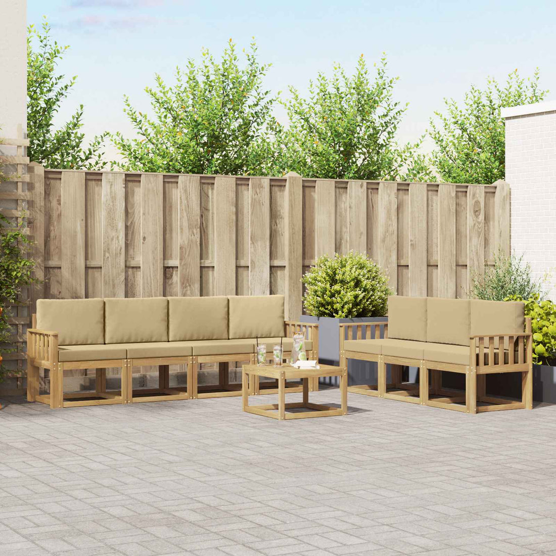 vidaXL Conjunto de sofás de exterior 7 uds.