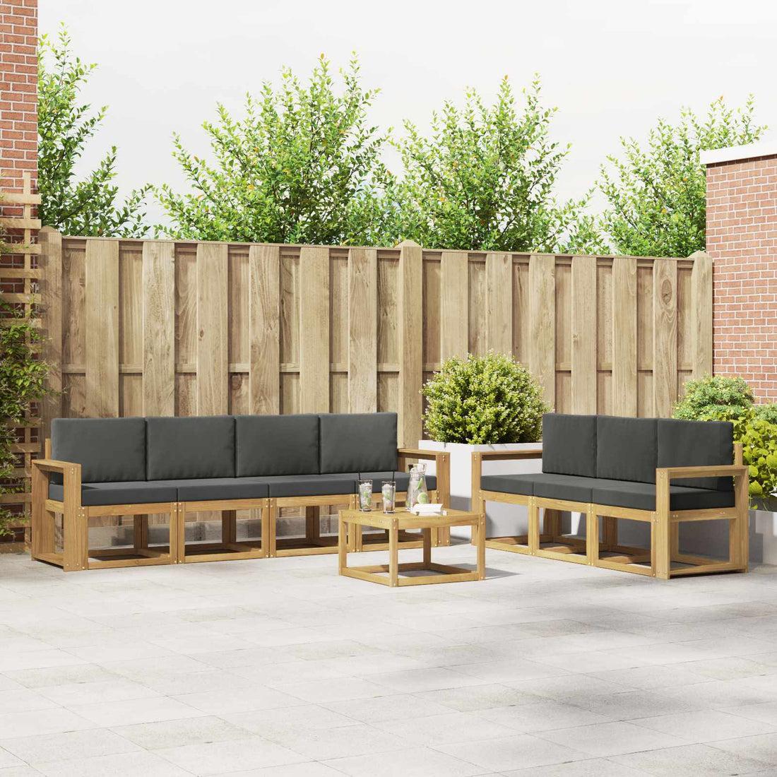 vidaXL Conjunto de sofás de exterior 7 uds.