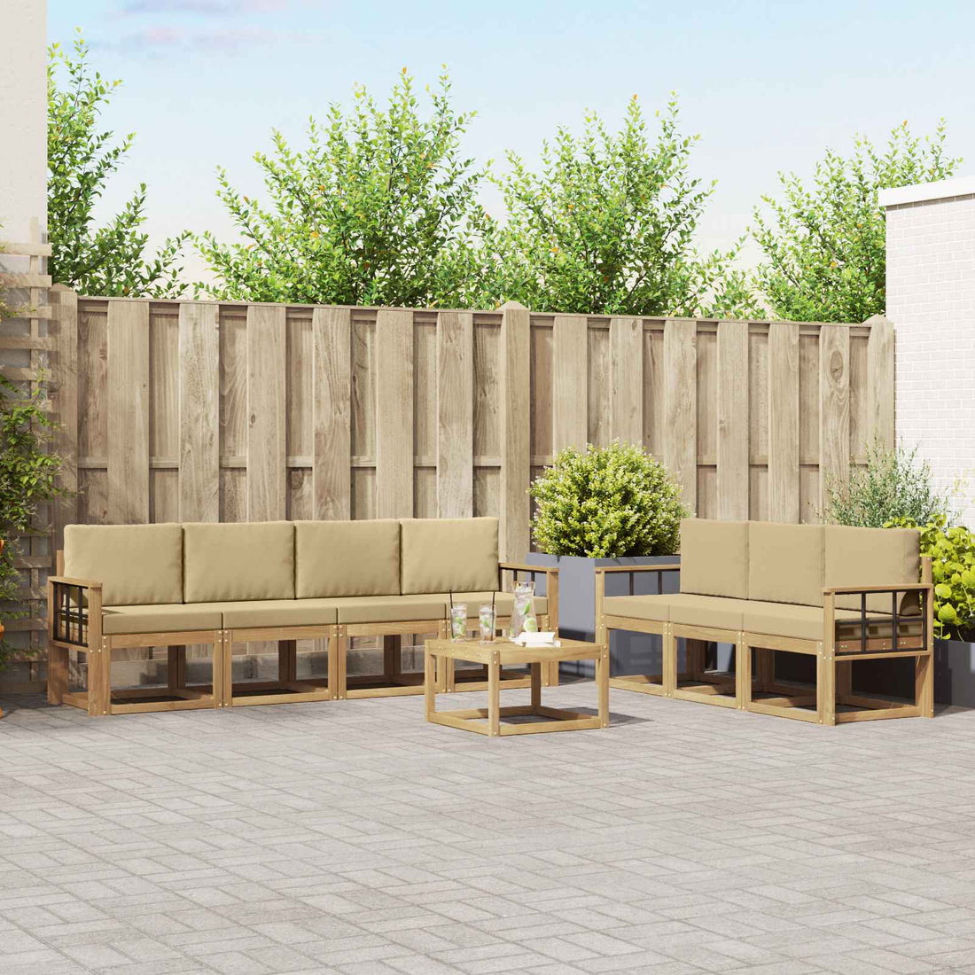 vidaXL Conjunto de sofás de exterior 7 uds.