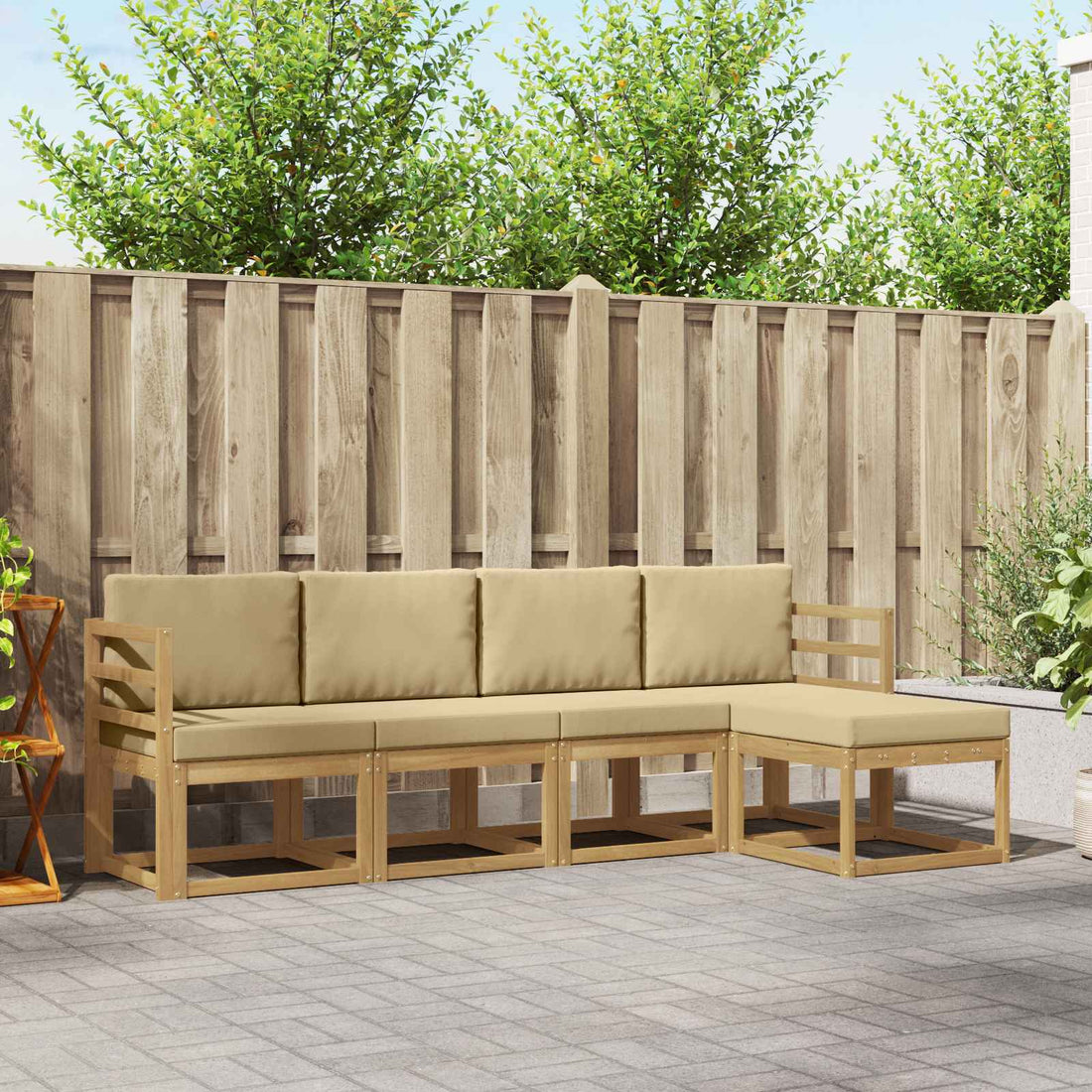 vidaXL Conjunto de sofás de exterior 5 uds. y Beige