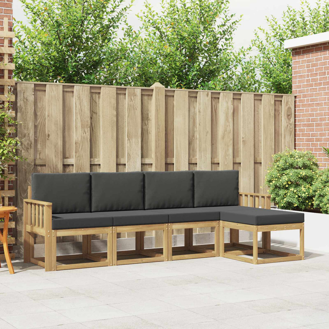 vidaXL Conjunto de sofás de exterior 5 uds. Blanco y Antracita