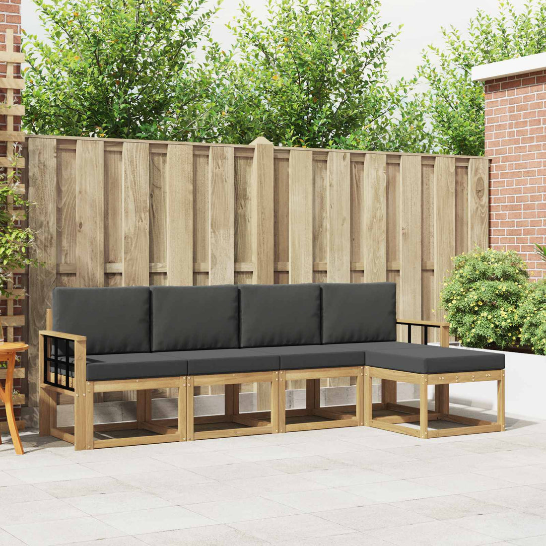 vidaXL Conjunto de sofás de exterior 5 uds. Blanco y Antracita