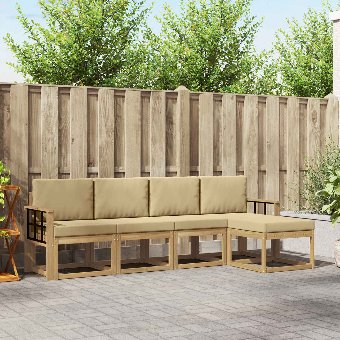 vidaXL Conjunto de sofás de exterior 5 uds. y Beige