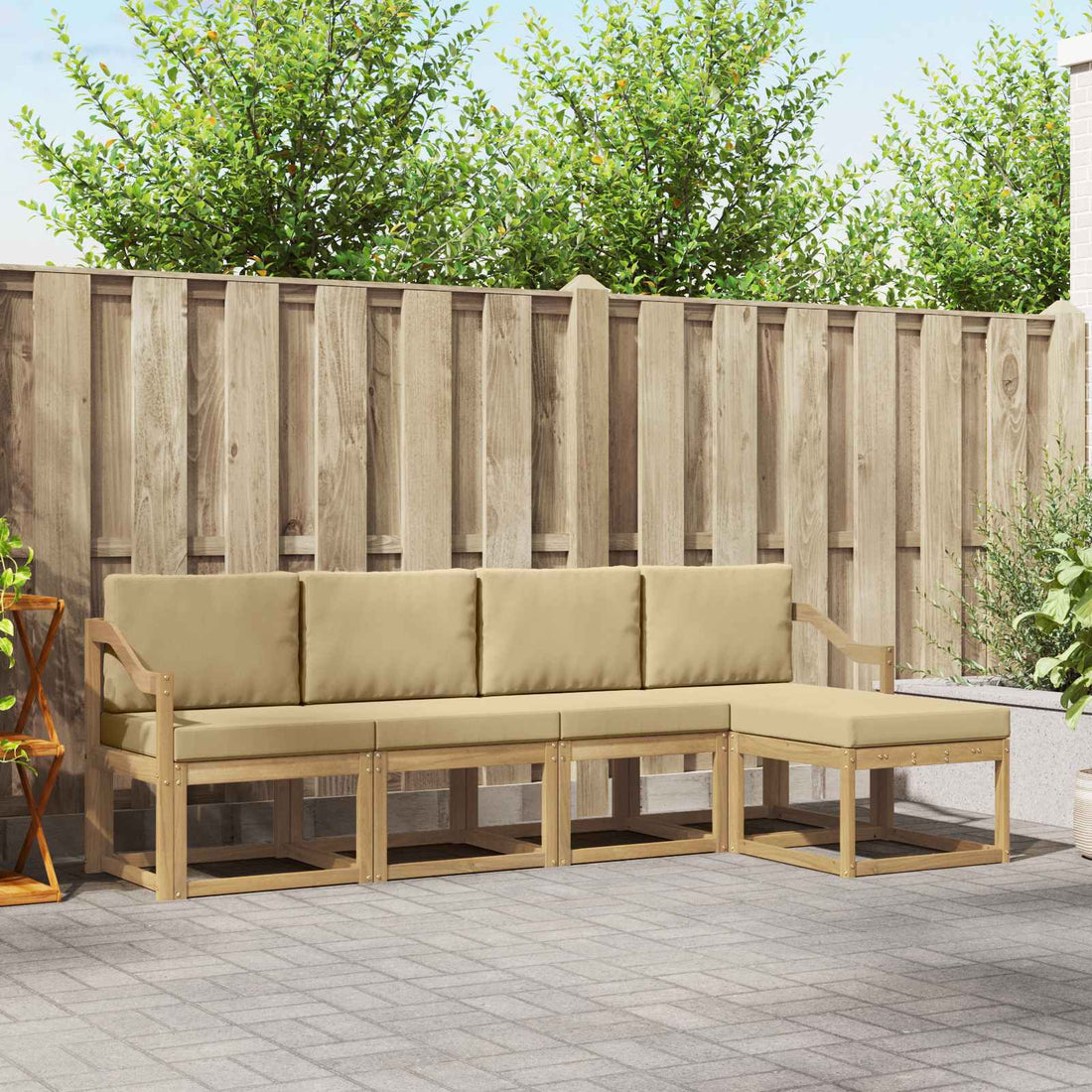 vidaXL Conjunto de sofás de exterior 5 uds. y Beige