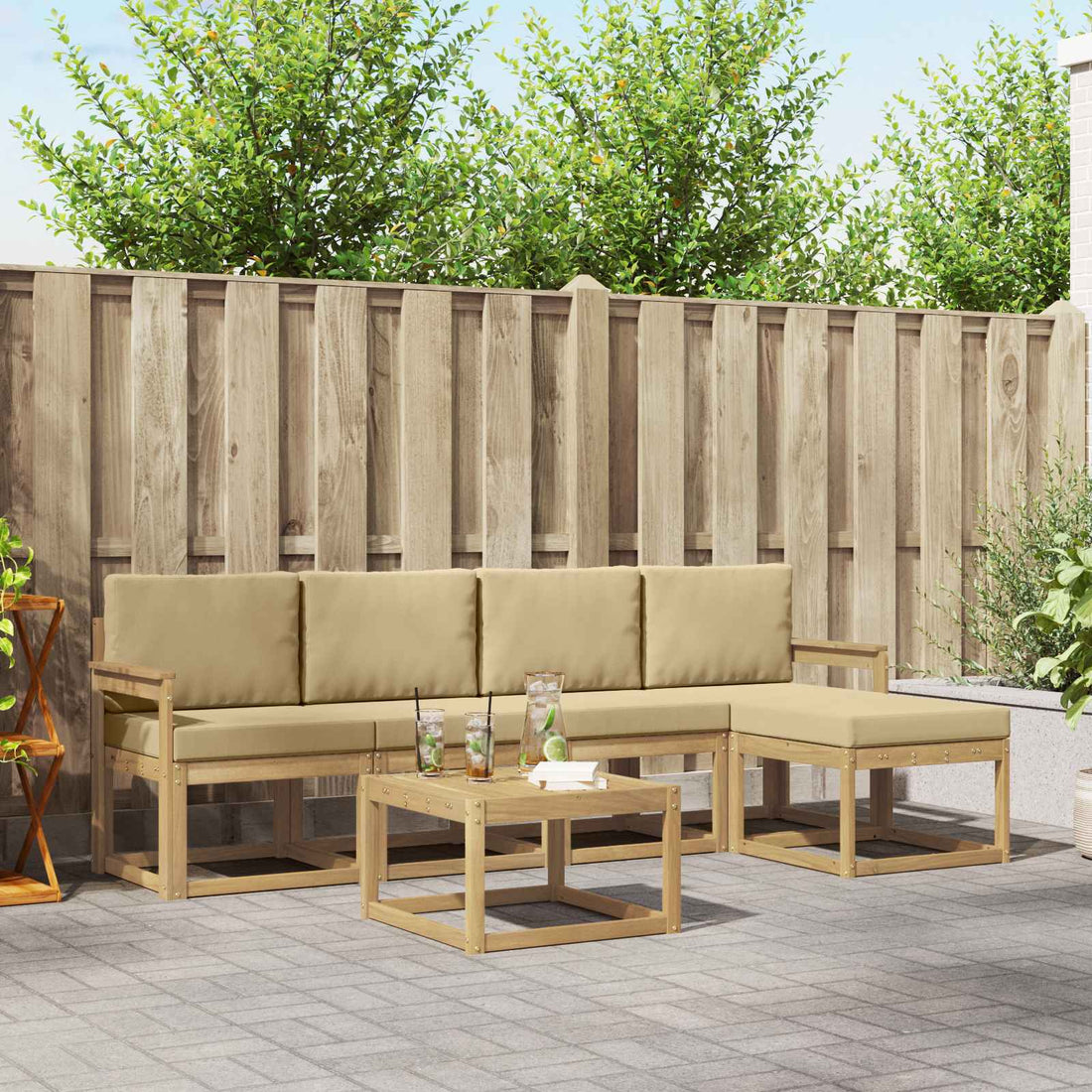 vidaXL Conjunto de sofás de exterior 6 uds. y Beige