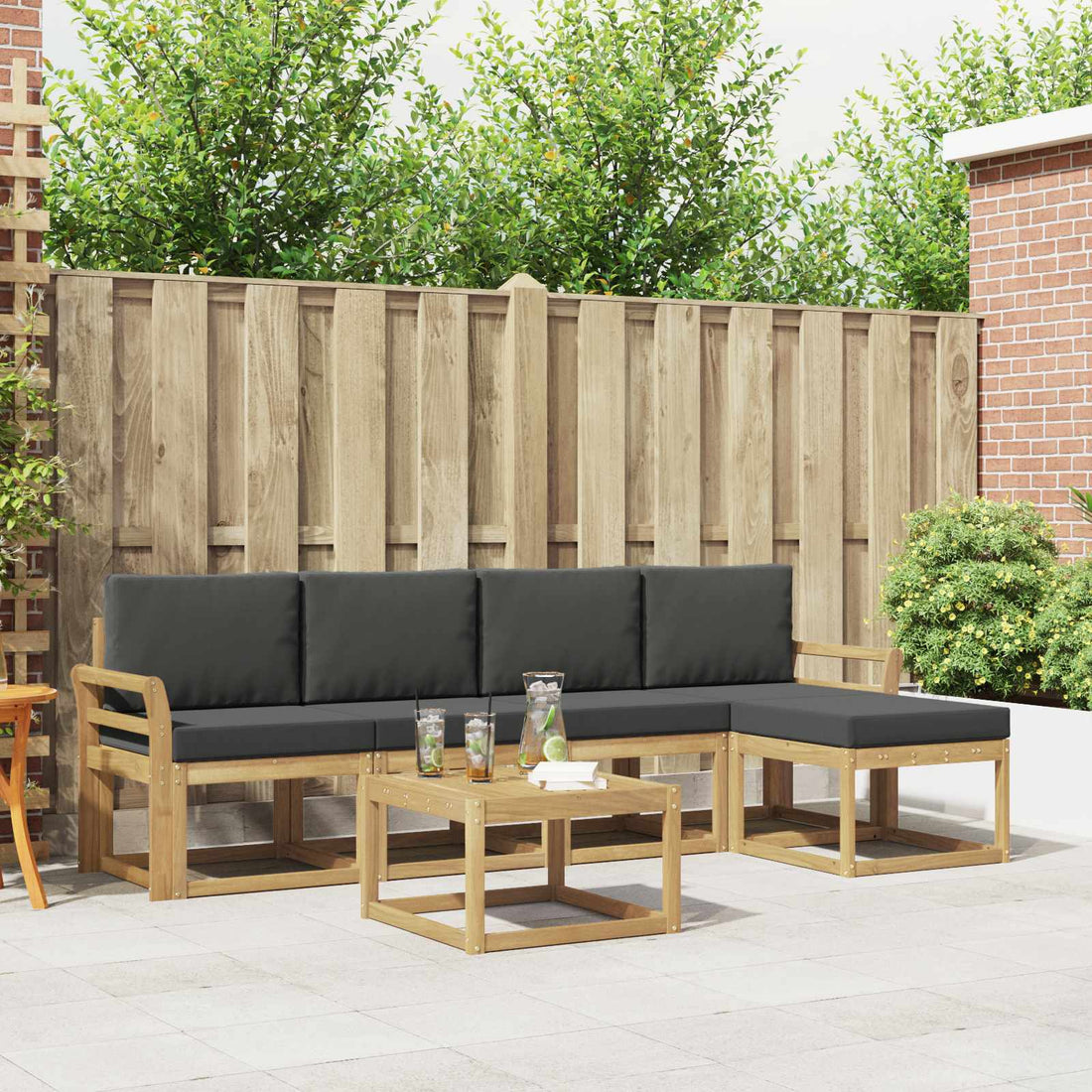 vidaXL Conjunto de sofás de exterior 6 uds. Blanco y Antracita