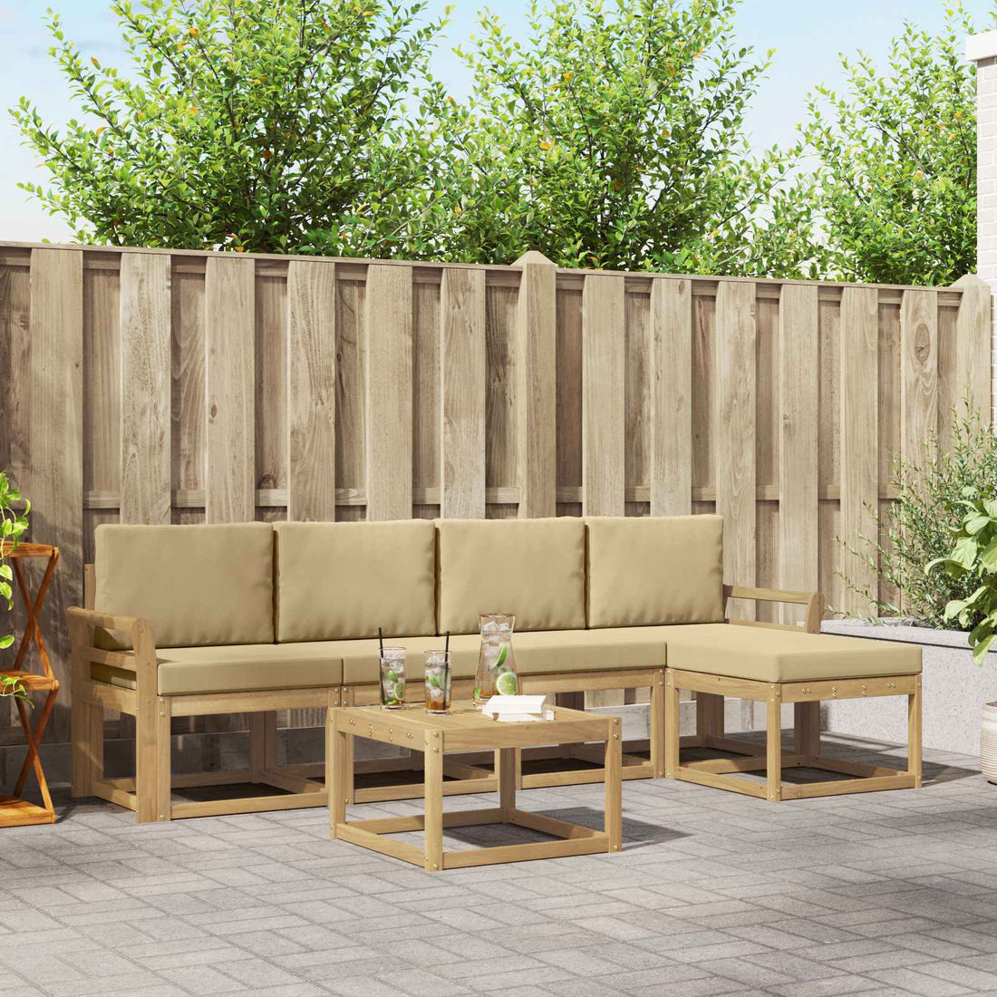 vidaXL Conjunto de sofás de exterior 6 uds. y Beige