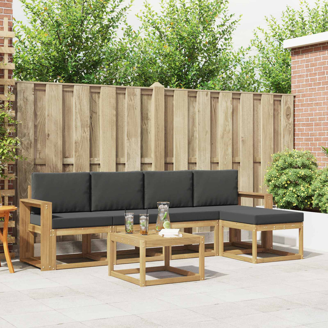 vidaXL Conjunto de sofás de exterior 6 uds. Blanco y Antracita