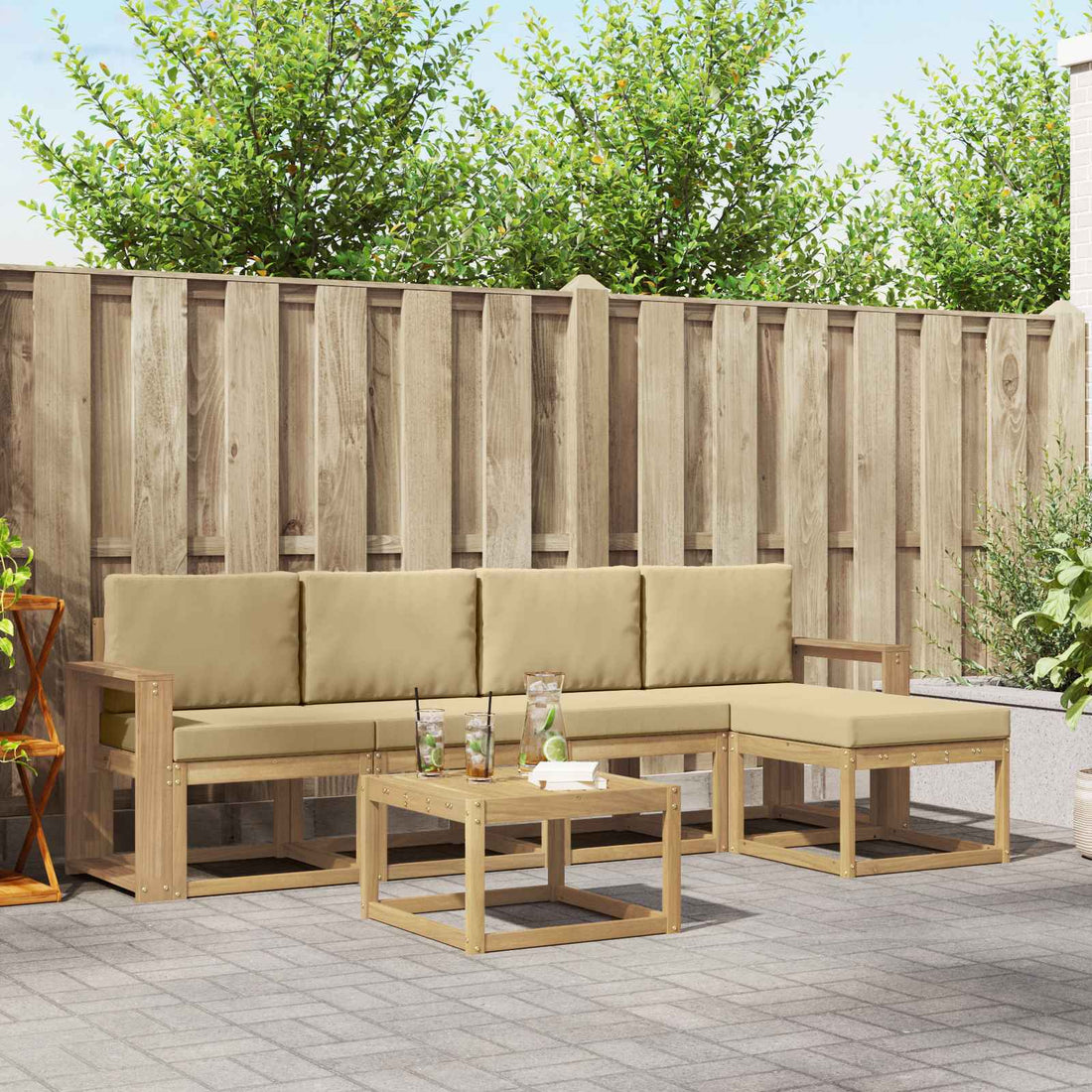 vidaXL Conjunto de sofás de exterior 6 uds. y Beige