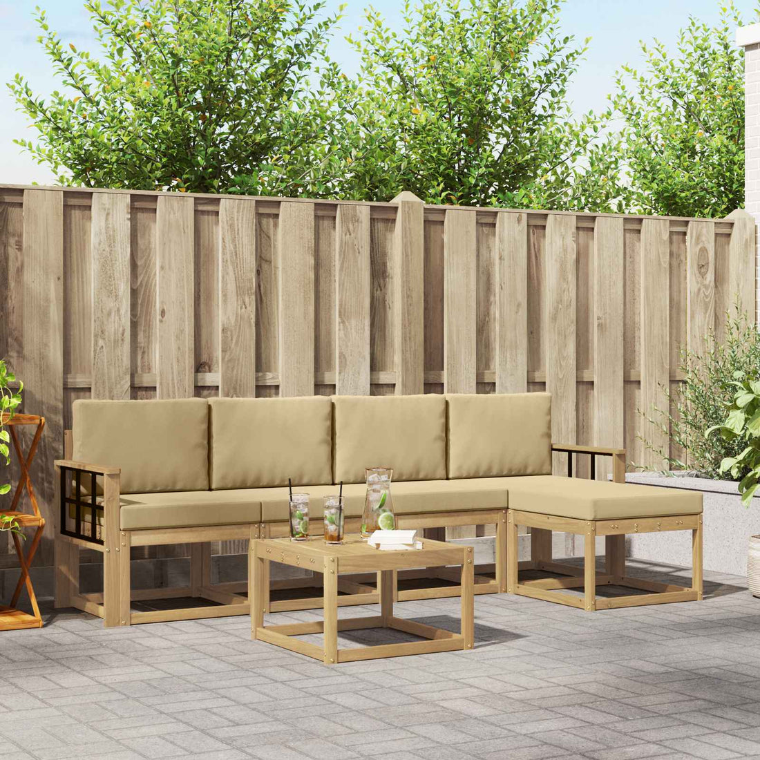 vidaXL Conjunto de sofás de exterior 6 uds. y Beige