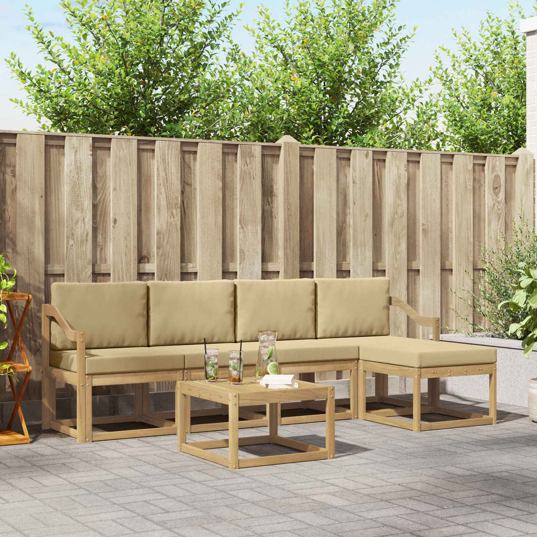 vidaXL Conjunto de sofás de exterior 6 uds. y Beige
