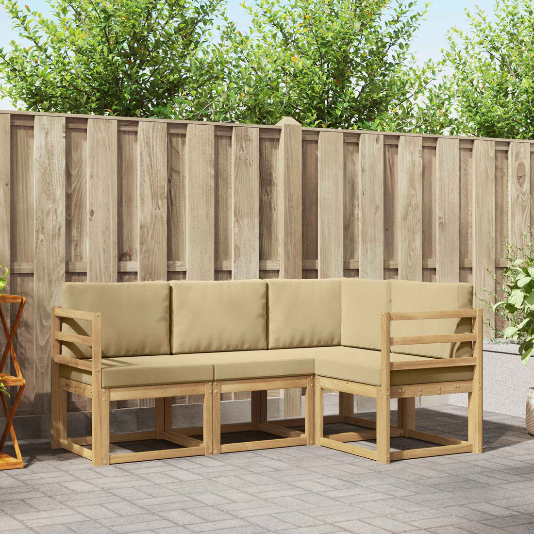 vidaXL Conjunto de sofás de exterior 4 uds. y Beige