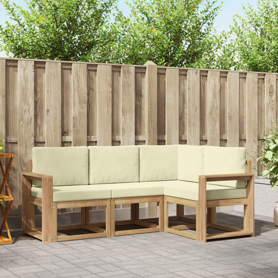 vidaXL Conjunto de sofás de exterior 4 uds. Blanco y Crema