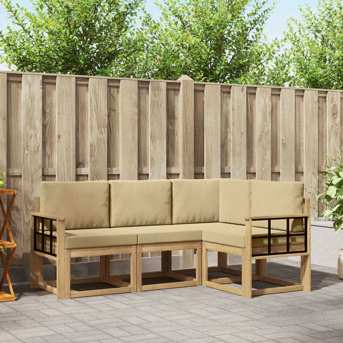 vidaXL Conjunto de sofás de exterior 4 uds. y Beige