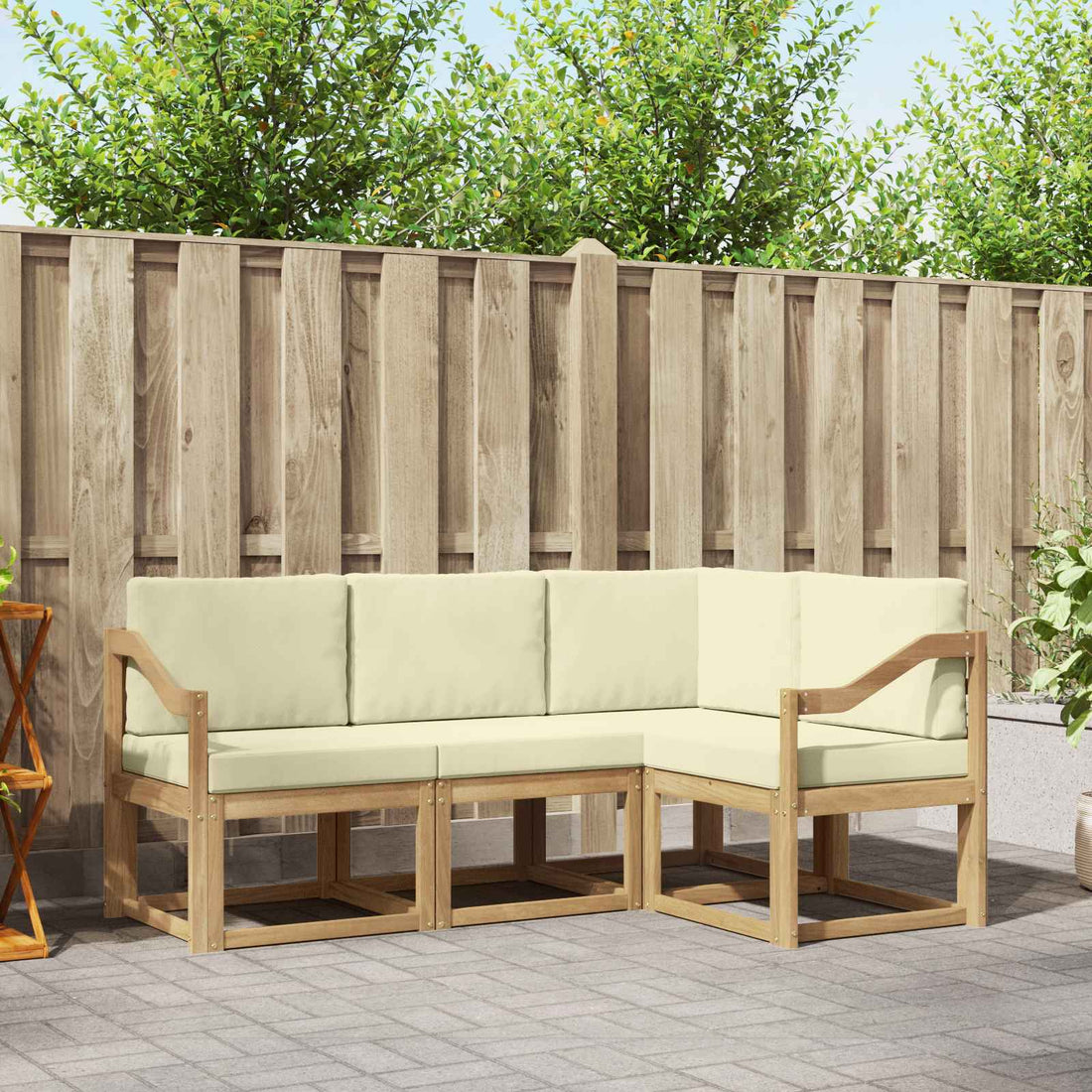 vidaXL Conjunto de sofás de exterior 4 uds. Blanco y Crema