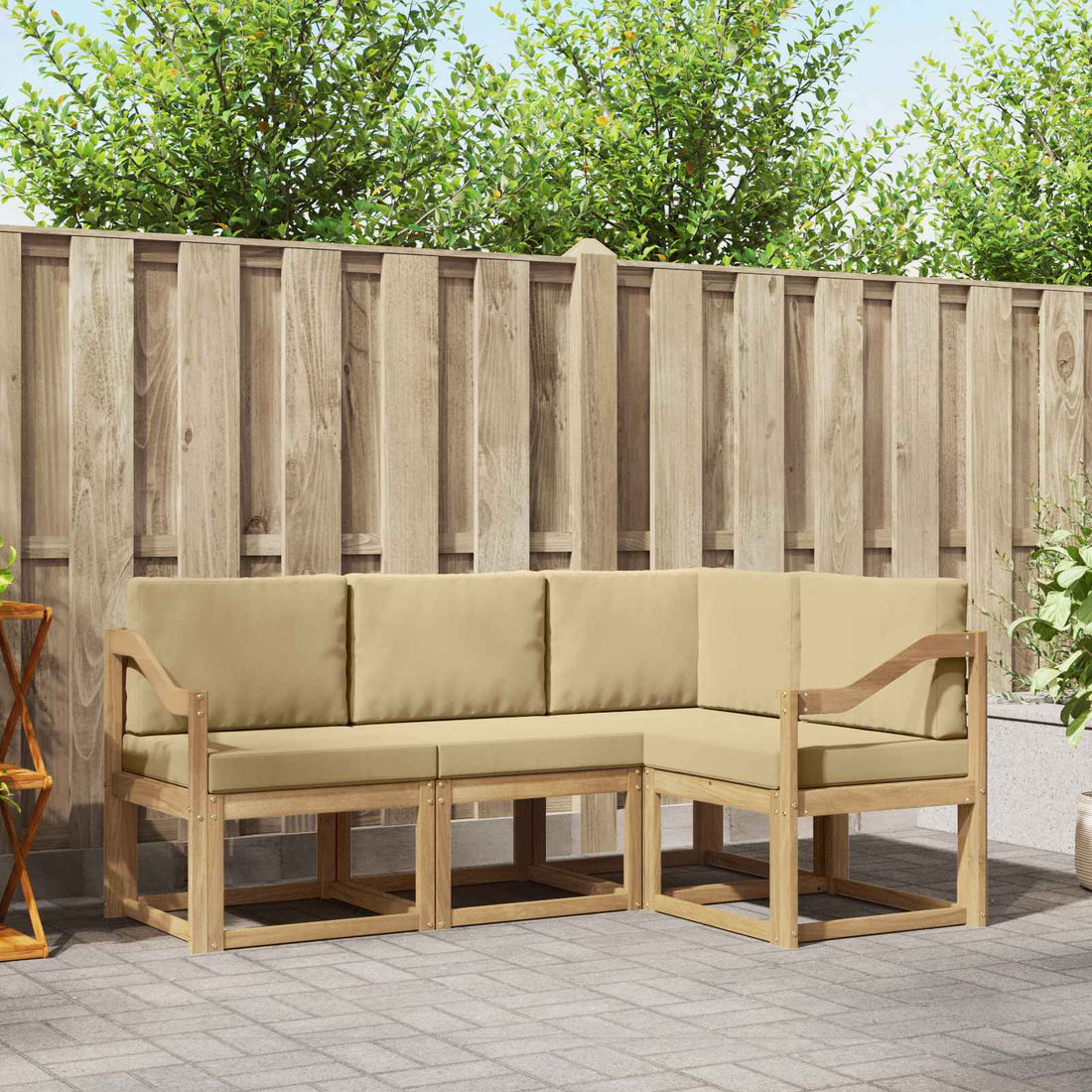 vidaXL Conjunto de sofás de exterior 4 uds. y Beige