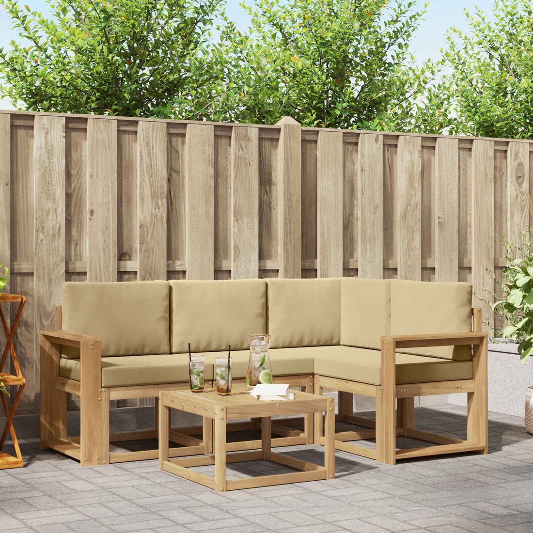 vidaXL Conjunto de sofás de exterior 5 uds. y Beige