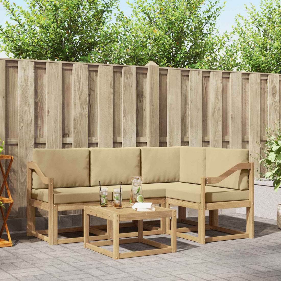 vidaXL Conjunto de sofás de exterior 5 uds. y Beige