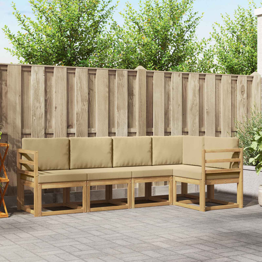 vidaXL Conjunto de sofás de exterior 5 uds. y Beige