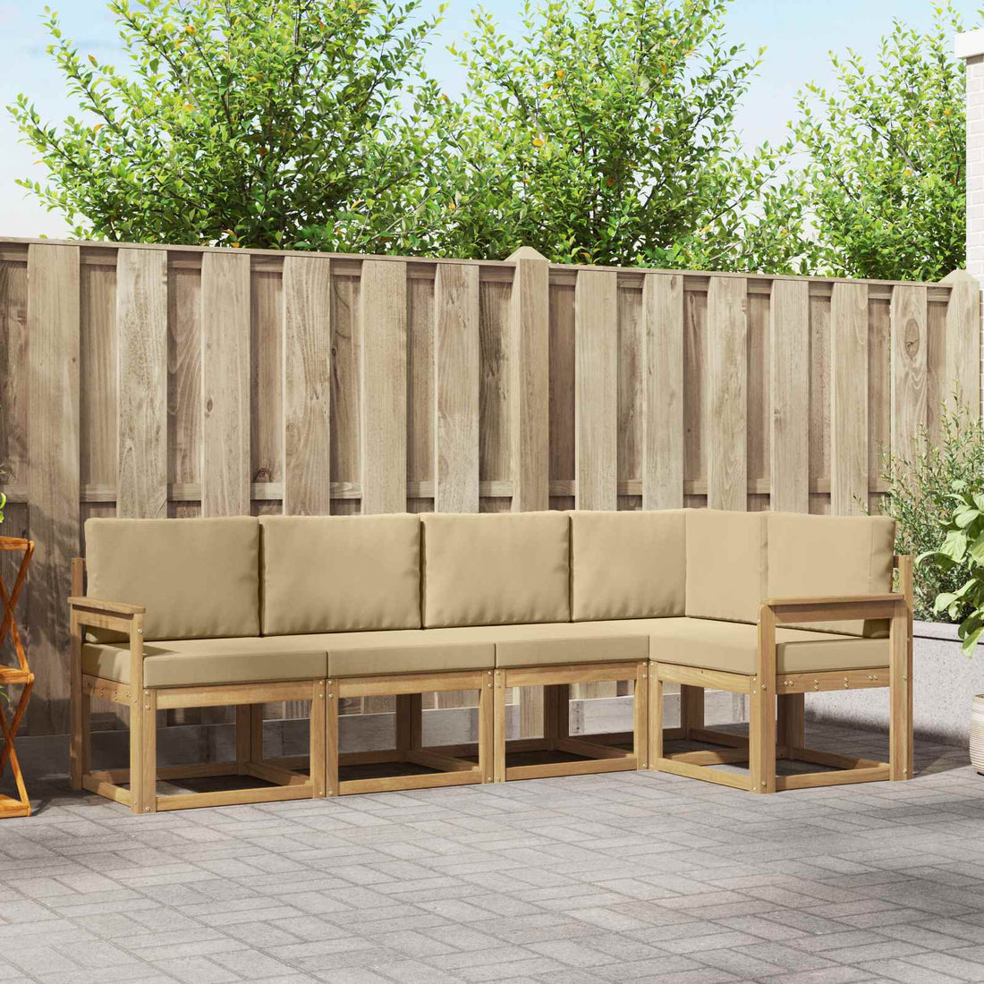 vidaXL Conjunto de sofás de exterior 5 uds. y Beige