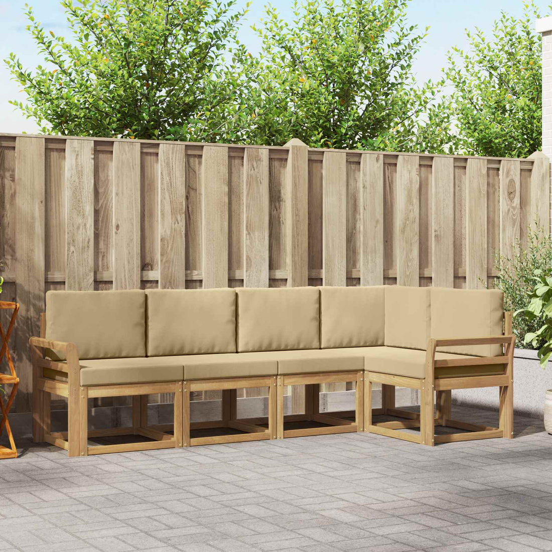vidaXL Conjunto de sofás de exterior 5 uds. y Beige