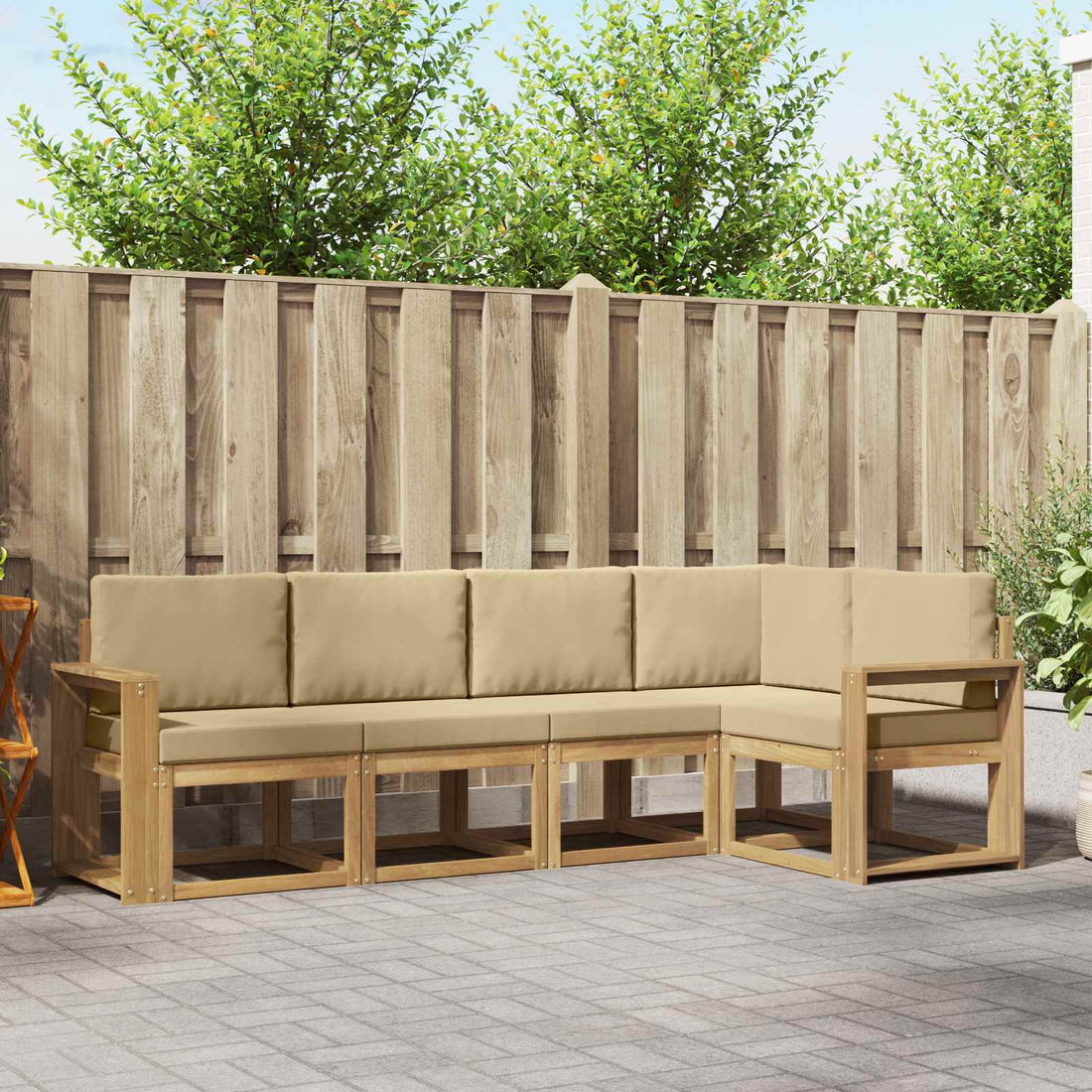 vidaXL Conjunto de sofás de exterior 5 uds. y Beige