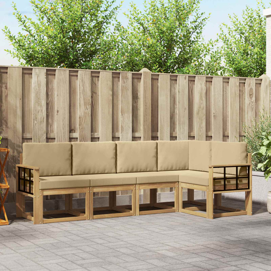 vidaXL Conjunto de sofás de exterior 5 uds. y Beige