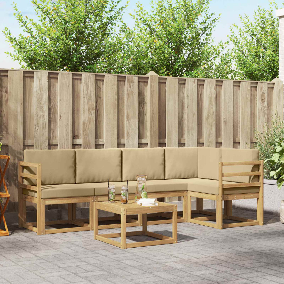 vidaXL Conjunto de sofás de exterior 6 uds. y Beige