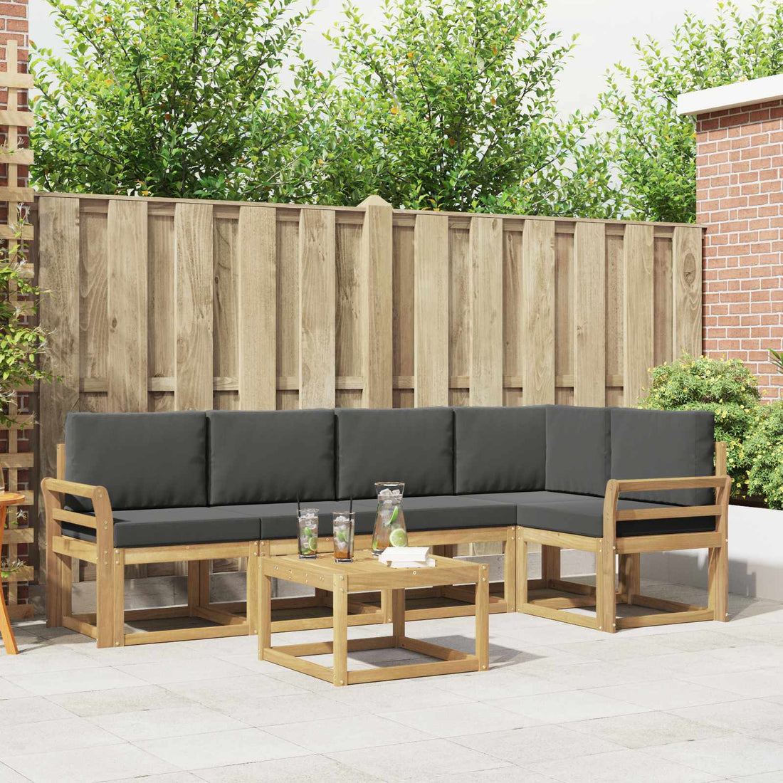 vidaXL Conjunto de sofás de exterior 6 uds. Blanco y Antracita