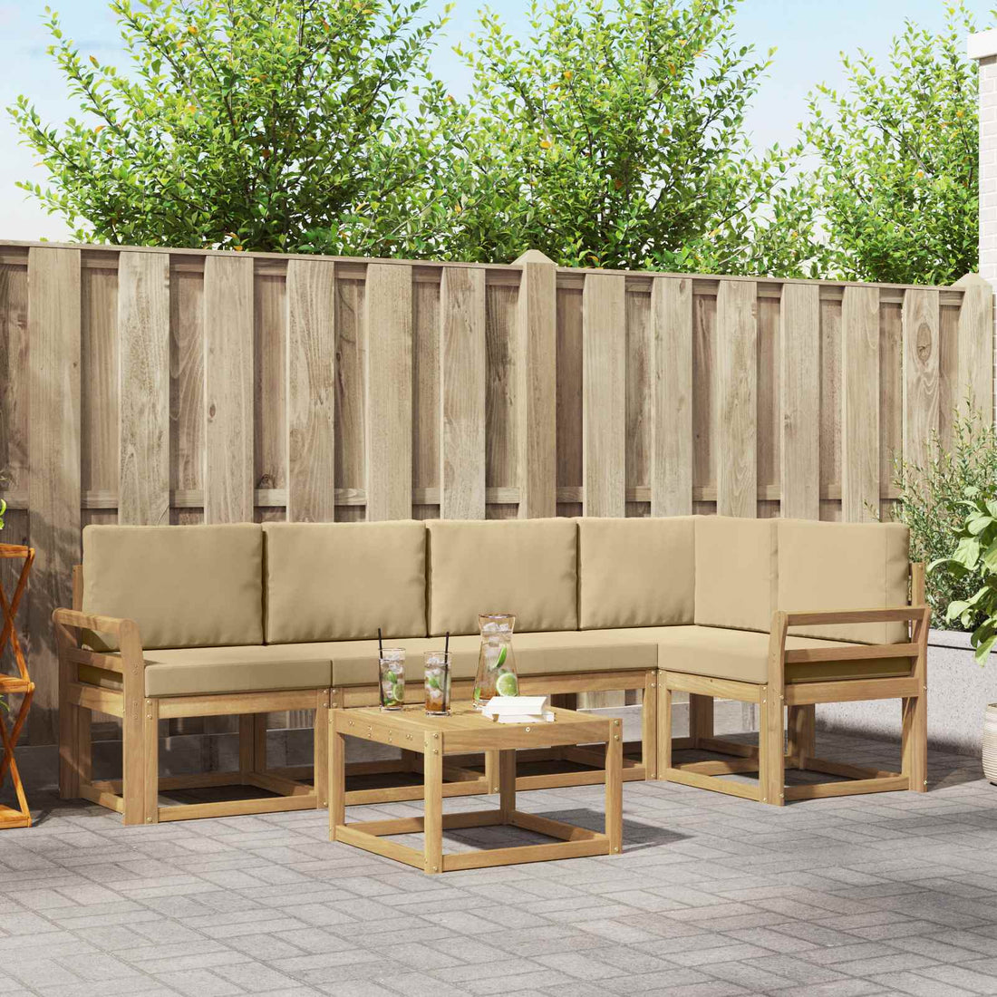 vidaXL Conjunto de sofás de exterior 6 uds. y Beige