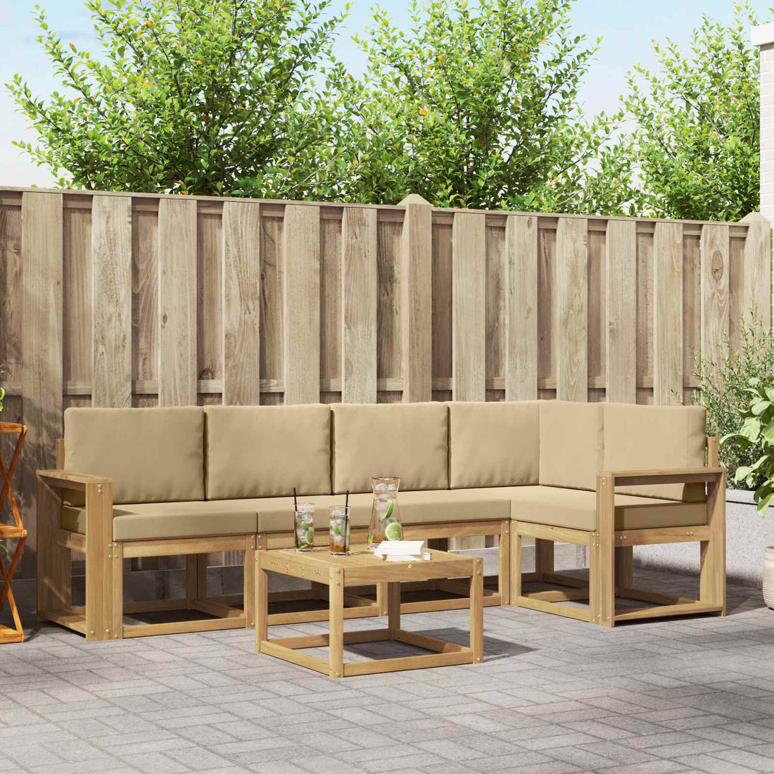 vidaXL Conjunto de sofás de exterior 6 uds. y Beige