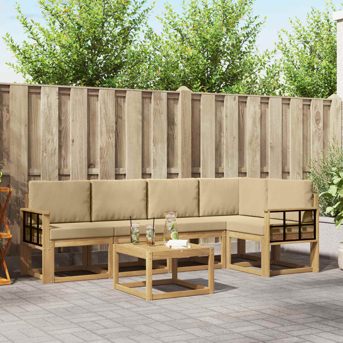 vidaXL Conjunto de sofás de exterior 6 uds. y Beige