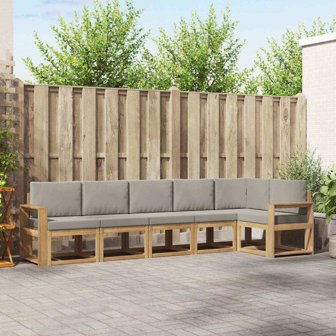 vidaXL Conjunto de sofás de exterior 6 uds. Blanco y Gris Claro