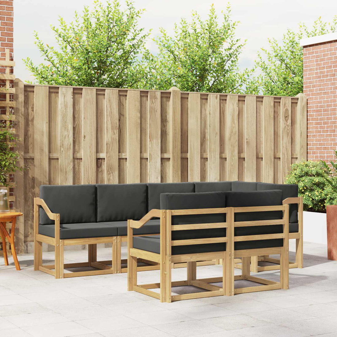vidaXL Conjunto de sofás de exterior 7 uds. Blanco y Antracita
