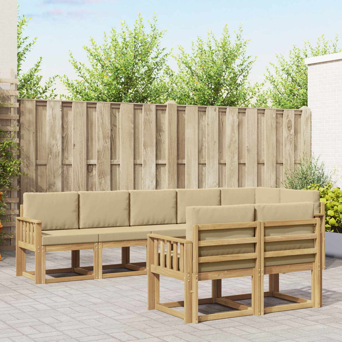 vidaXL Conjunto de sofás de exterior 8 uds. y Beige Poliéster