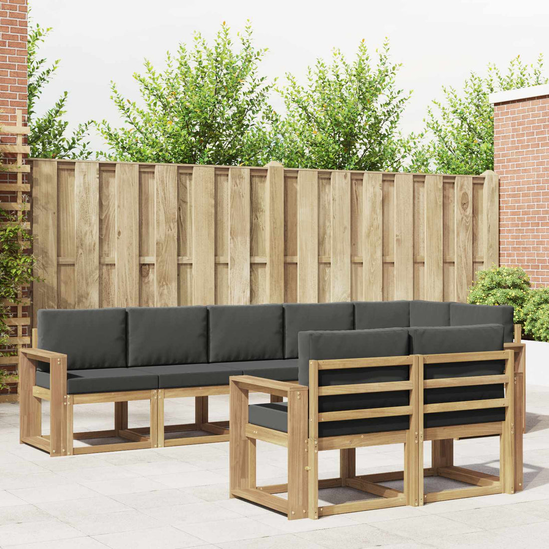vidaXL Conjunto de sofás de exterior 8 uds. Blanco y Antracita