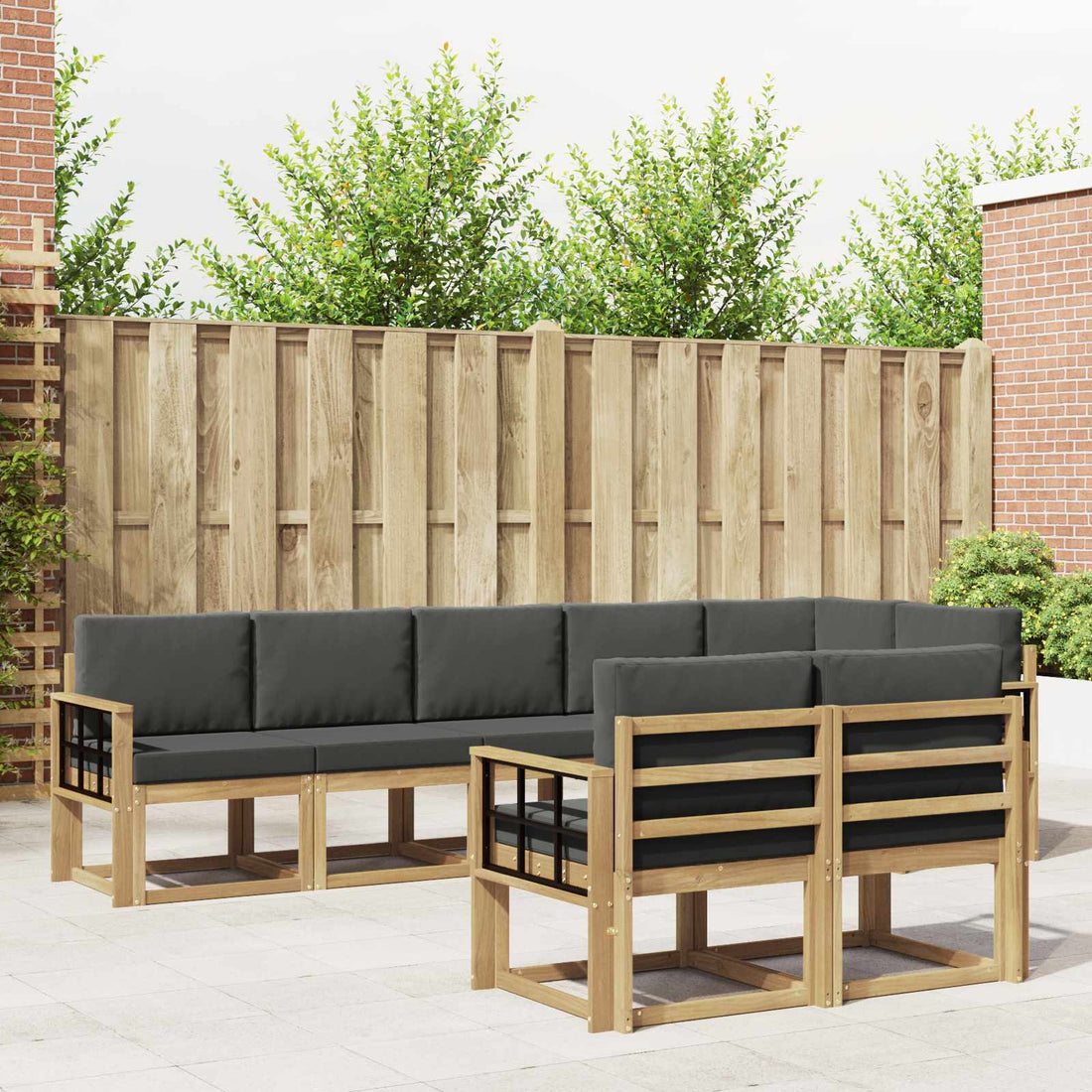 vidaXL Conjunto de sofás de exterior 8 uds. Blanco y Antracita