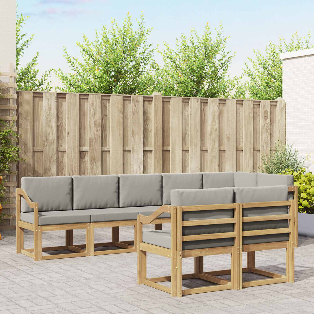 vidaXL Conjunto de sofás de exterior 8 uds. Blanco y Gris Claro