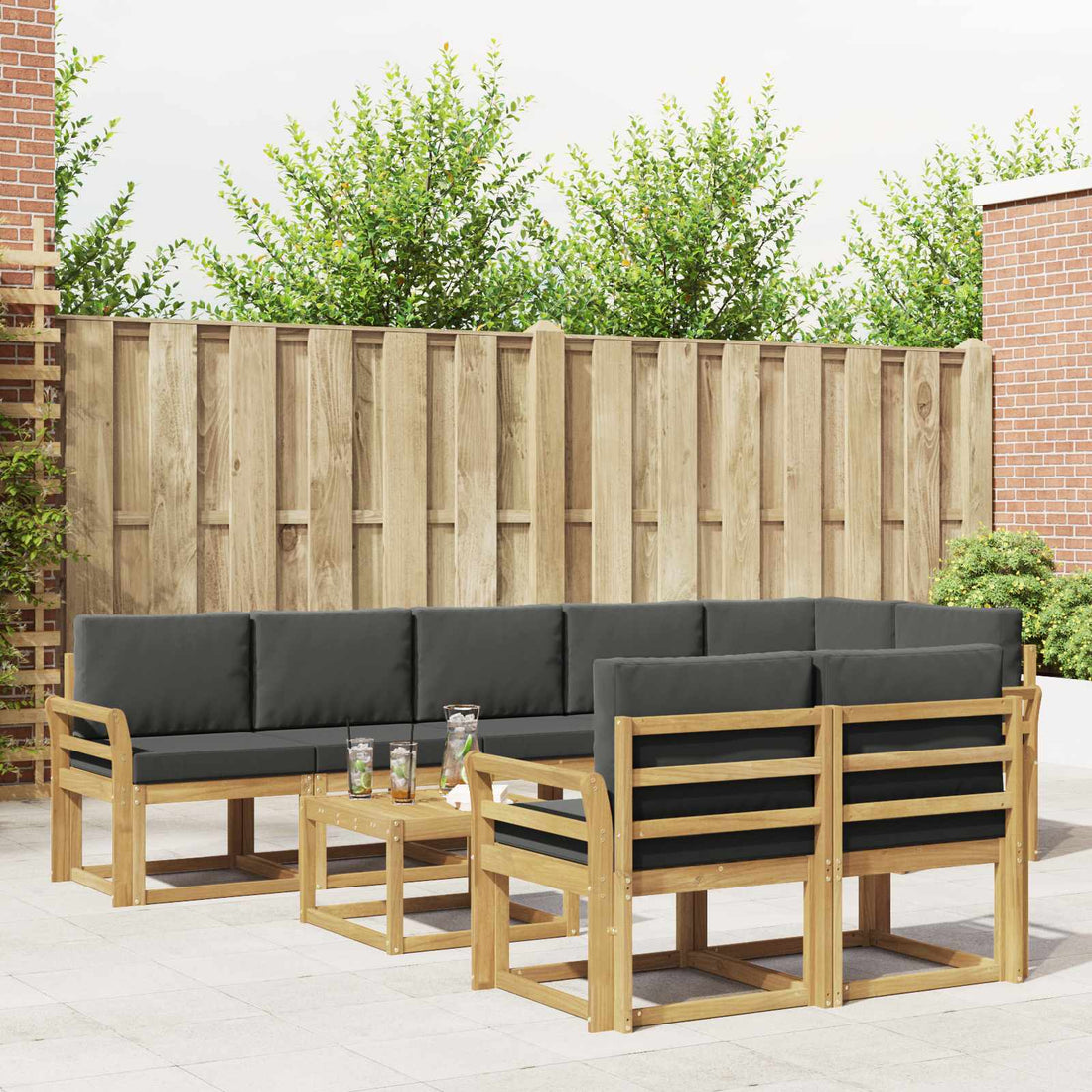 vidaXL Conjunto de sofás de exterior 9 uds. Blanco y Antracita
