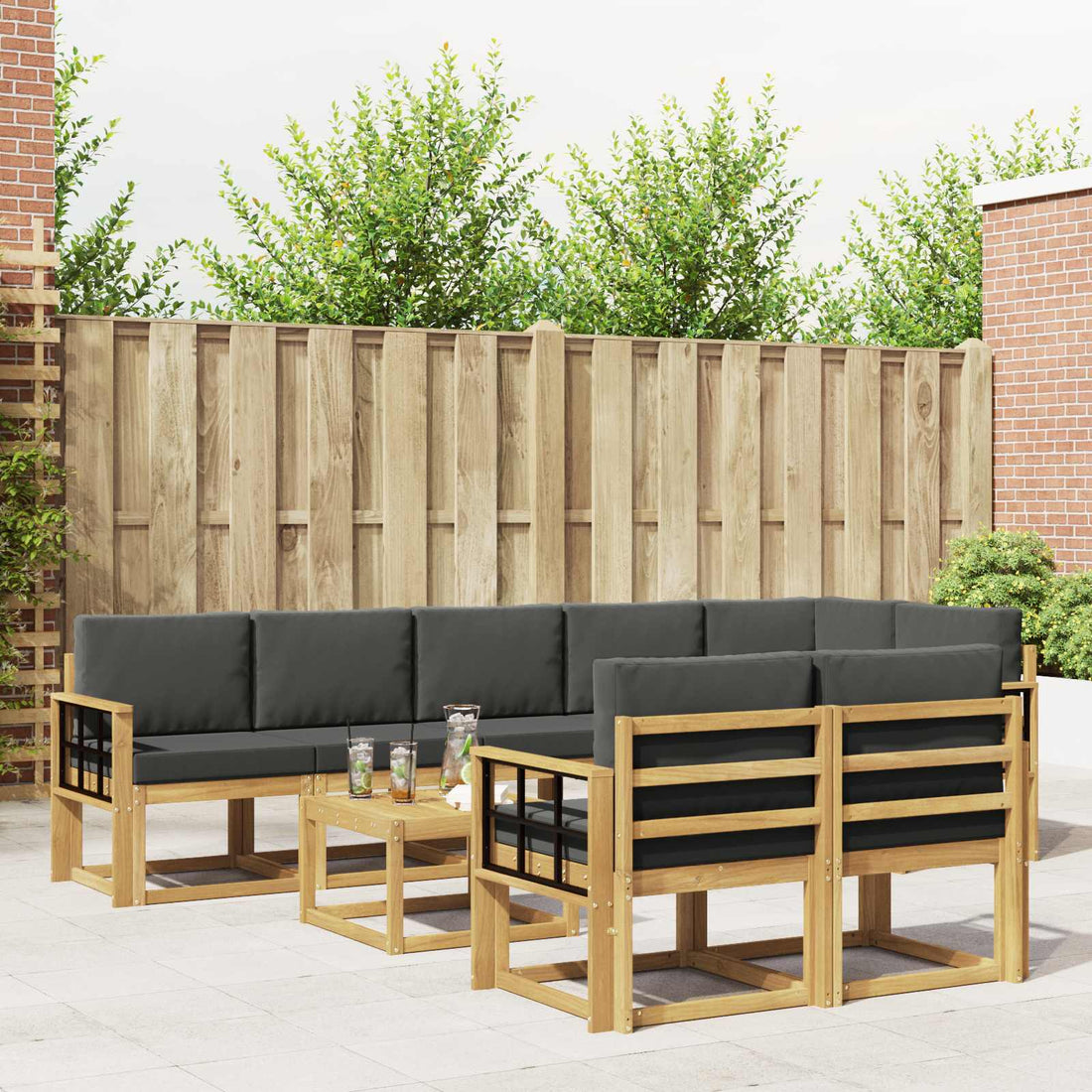 vidaXL Conjunto de sofás de exterior 9 uds. Blanco y Antracita