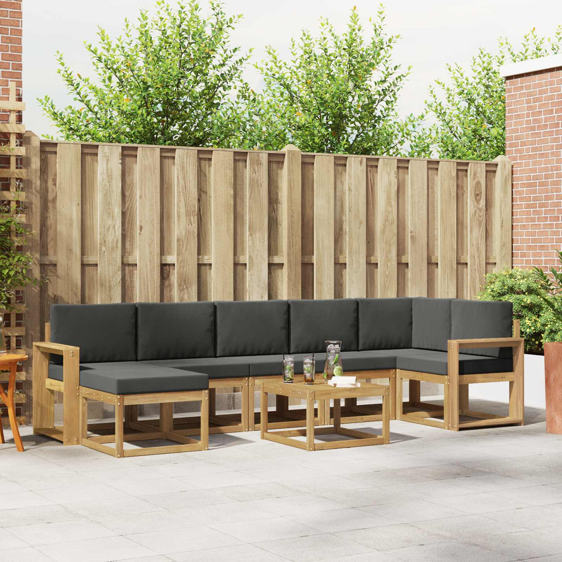 vidaXL Conjunto de sofás de exterior 8 uds. Blanco y Antracita
